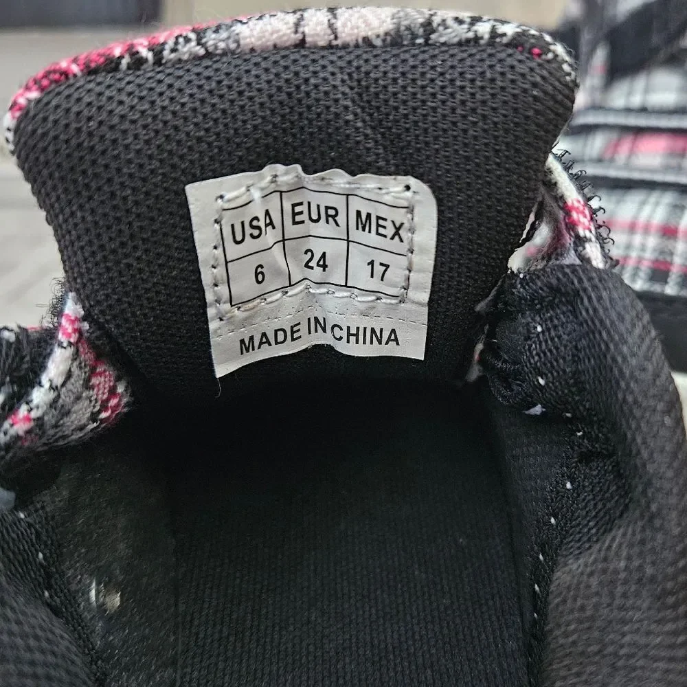 Lakeshore LKS Black and Pink Plaid Shoes Size 6T